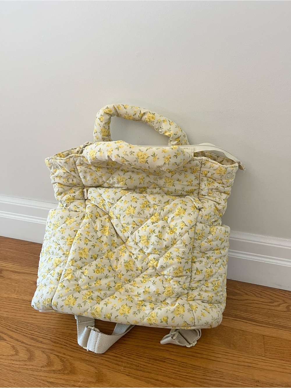 Beis Quilted Floral Tote Backpack Diaper Bag